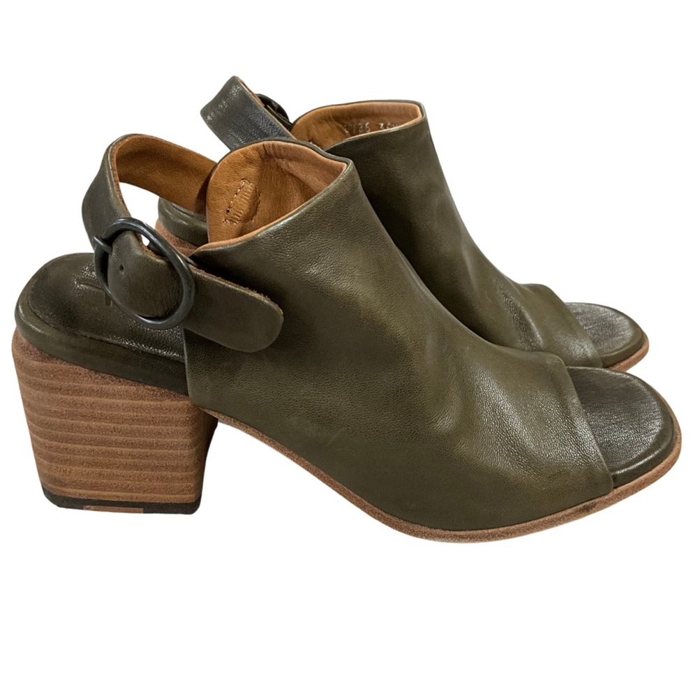 P. Monjo Olive Green Leather Sandal, New in Box, EU Size 36.5